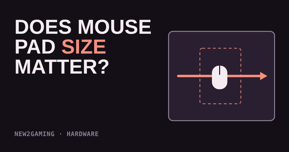 A top-down mouse on a pad with an arrow showing a full sweep across it